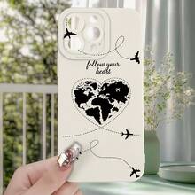 ¡Consigue una nueva funda para tu teléfono! Funda de teléfono: Nuevo patrón de corazón de tierra de otoño/invierno con elemento de avión, funda blanca anti-caída para iPhone 17/16E/16/15/14/13/12/11/XS/XR/X/7/8//Plus/Pro/Max/SE/17Air ¡Consigue una nueva funda para tu teléfono! - 1 pieza - Ver 10