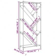 Larryhot Libreria Rovere Fumo 79x30x180 cm Legno Multistrato e Metallo, Facile da assemblare, dall'estetica elegante e raffinata, pratica per riporre gli oggetti, la scelta ideale per l'organizzazione e la decorazione domestica - Castano - Visualizzare 9