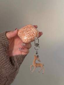 Cute Cartoon Deer Design Silicone Protective Case For AirPods 4/Pro/3/2 - Khaki - View 2