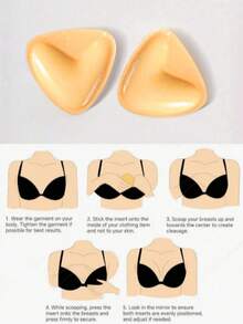 2pcs Reusable Double-Sided Adhesive Bra Pads - Sticky Padded Bra Cups For Dresses, Bikinis - Adhesive Bra Inserts, Sticky Push Up Bra Pads, Bra Inserts - Multicolor - View 8