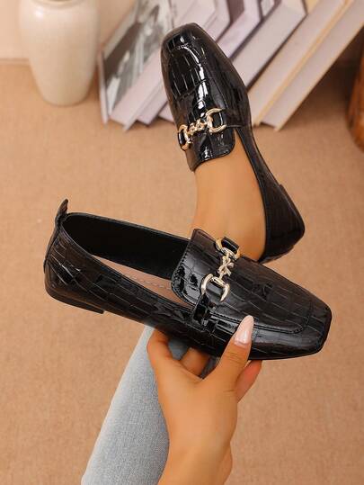 New Women Flat Metal Casual Loafers, Versatile Lightweight Comfortable Flat Shoes, Essential Flat Shoes For Ladies