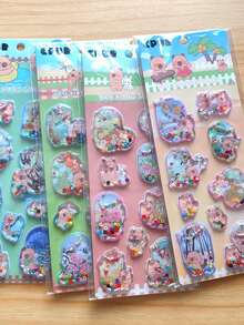 3D可爱小熊注水装饰贴纸，卡通动物闪亮水晶贴纸，趣味装饰贴纸，适用于水瓶、冰箱、手机壳、笔记本、剪贴簿、奖励礼品 - 彩色 - 查看 2