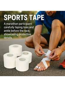 5pcs/1pc White Cotton Protective Tape, Serrated Sports Bandage, Non-Irritating Muscle & Joint Protective Tape, Finger Tape For Climbing, Breathable & Durable Injury Protection & Recovery Wrap For Basketball, Football, Flexible Support Material, Comfortable Fit, Sports Training Accessory, Basketball Auxiliary Supplies - White - View 8
