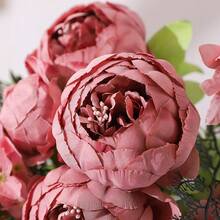 Duovlo Artificial Peony Silk Flowers Fake Flowers Vintage Wedding Home Decoration,Pack Of 1 (Rosy Brown),20.87*3.5,RosyBrown - 羅西布朗 - 查看 5