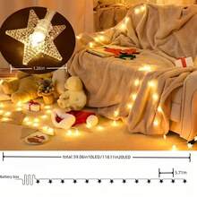 1pc 1.5m 10LED/3 Meters 20LED Starlight Atmosphere String Lights, Camping Lights, Battery Powered, Birthday Decoration, Suitable For Bedroom/Party/Wedding/Indoor/Outdoor/Christmas Tree Decoration - Yellow - View 12