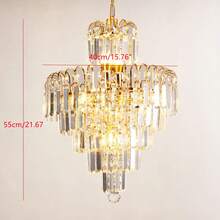 CNCEST Luxury Style Chandelier Ceiling Light, Modern Home LED Hanging Lamp, 4-Head Light Top K9 Crystal Lampshade Pendant Fixture For Bedroom Living Room Kitchen Bar - Vàng - Xem 5