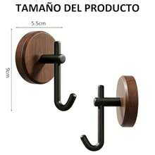 XGHJuego de 4 Gancos Adesivos de Pared Percero de Madera sin dro Gancos Reentes y rativos para Baño Cocina Dormito y ogar - color nogal - Ver 5