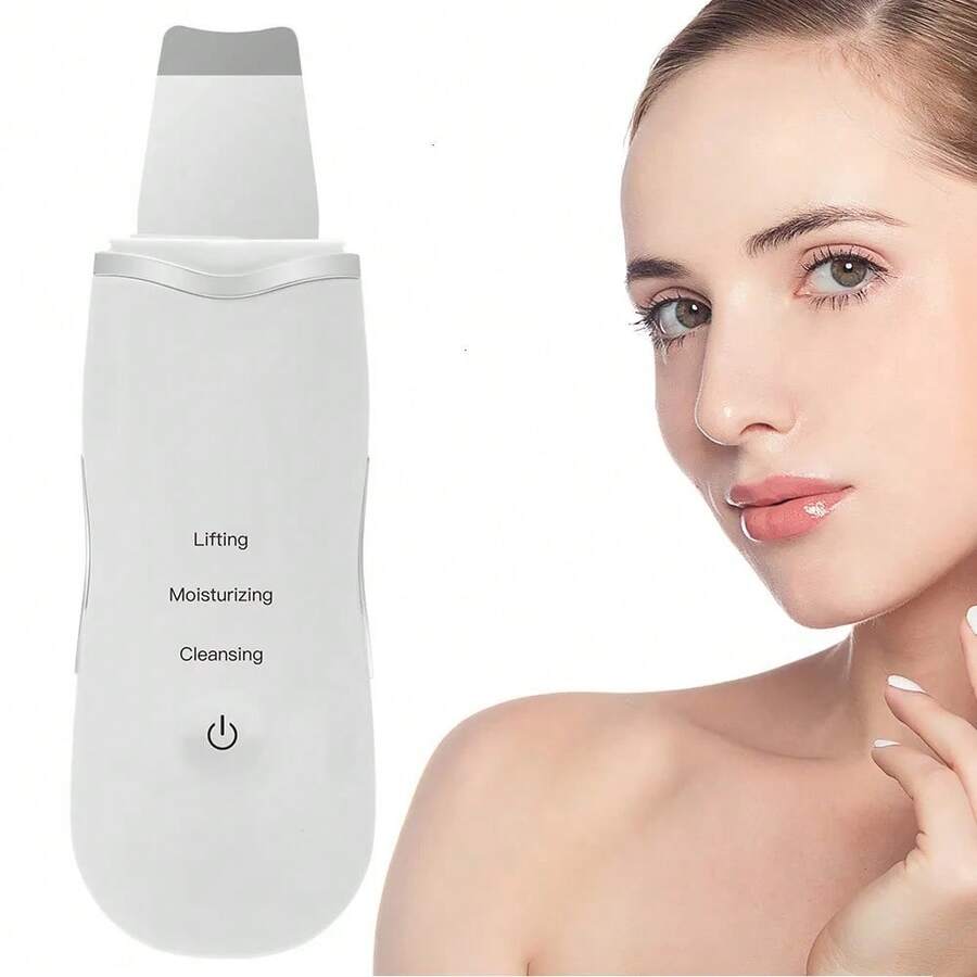 Herramienta de raspado vibratorio para limpieza facial, dispositivo recargable por USB para el cuidado de la piel, herramienta de masaje profesional para mujeres, batería de litio, artículos esenciales para la salud y el hogar, regalo para mamá en el Día de la Madre. - Blanco - Ver 1