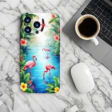 1PC Phone Case ,  Flamingo Tropical Leaves Flowers Water , Stylish Phone Case, Phone Decoration, All-around Lens Protection, Creative Small Gift, Funny Gift for Boys and Girls - Negro - Ver 6
