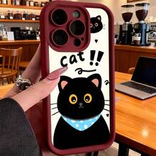Funda de teléfono de moda, compatible con varios modelos de ,  y , funda de teléfono con patrón de gato y texto para  15 Pro Max,  14 Pro,  13,  12,  Galaxy S23, S22, S21, S20, protector de teléfono, funda de pareja, regalo para novio o novia, regalo de San Valentín o cumpleaños, este es un regalo popular para amigos o socios, adecuado para ocasiones de negocios. Duradera, resistente a las manchas y a las huellas dactilares, esta nueva funda para teléfono de hombres y mujeres es un gran regalo. - Burdeos - Ver 7