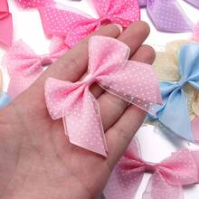 10pcs/Pack Polka Dot Double-Layer 6cm Colorful Mesh Polyester Bow DIY Hair Clips, Hair Ties, Accessories, Clothing & Bag Craft Supplies - Polka Dot Double Bow - View 3