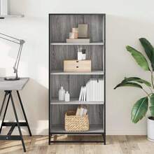Larryhot Libreria Grigio Sonoma 60x35x139 cm in Truciolato, Facile da assemblare, dall'estetica elegante e raffinata, pratica per riporre gli oggetti, la scelta ideale per l'organizzazione e la decorazione domestica - Grigio - Visualizzare 3