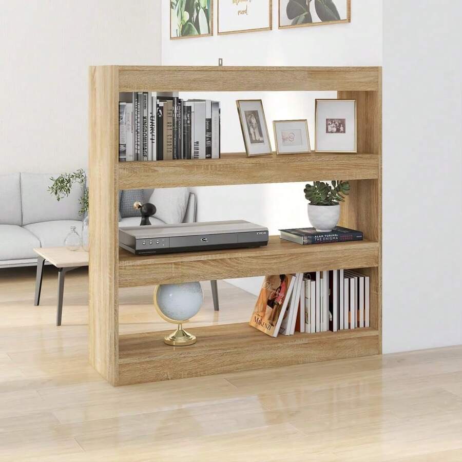 Larryhot Estantería/divisor espacios color roble Sonoma 100x30x103 cm, Fácil de montar, elegante y hermoso, y conveniente para almacenar artículos, es una opción ideal para el almacenamiento y la decoración del hogar. - Marrón - Ver 1