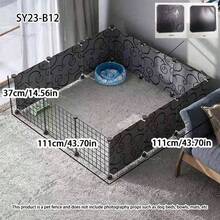 1个便携式铁丝网宠物门，适用于小型犬及其他宠物 - 易于DIY组装，经久耐用且可扩展，适合室内/室外使用 - 非常适合柯基犬、幼犬、兔子、仓鼠和小猫，室内狗门