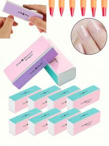 6/3/1pc The New Four-Sided Nail Art, Nail Polishing Block, Nail Sponge, Tofu Block, Sanding Strip, Manicure Tool File Is Convenient And Easy To Carry. - Multicolor - View 1