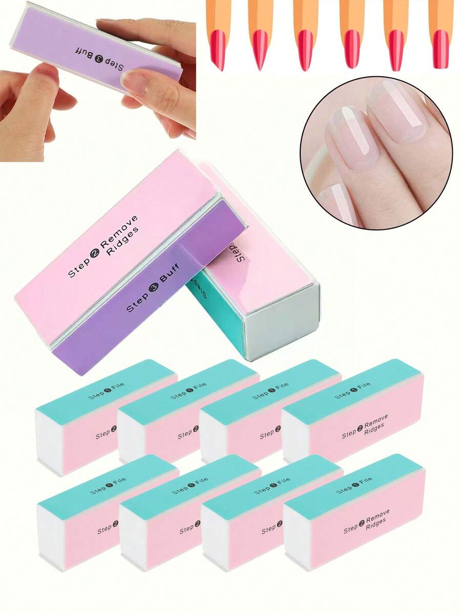 6/3/1pc The New Four-Sided Nail Art, Nail Polishing Block, Nail Sponge, Tofu Block, Sanding Strip, Manicure Tool File Is Convenient And Easy To Carry. - Multicolor - View 1