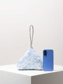 迷你钱包、亮片包、新奇包、新娘派对包、派对手拿包、派对配饰、婚礼用品、女士钱包、优雅女士手提包、女士礼物、情人节（随机图案） - 淺藍色 - 查看 3