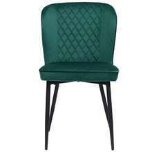 Dining Chair (2 Pcs), Dark Green, Upholstered Designer Chair With Backrest, Velvet Seat, Metal Frame - Xanh lá cây 2 - Xem 7