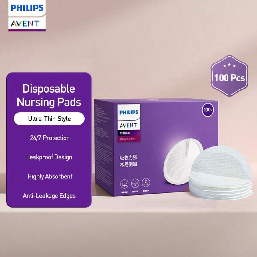 Philips Avent 100pcs/Pack Disposable Breathable Leak-Proof Nursing Pads, Prevent Leakage During Breastfeeding And Postpartum