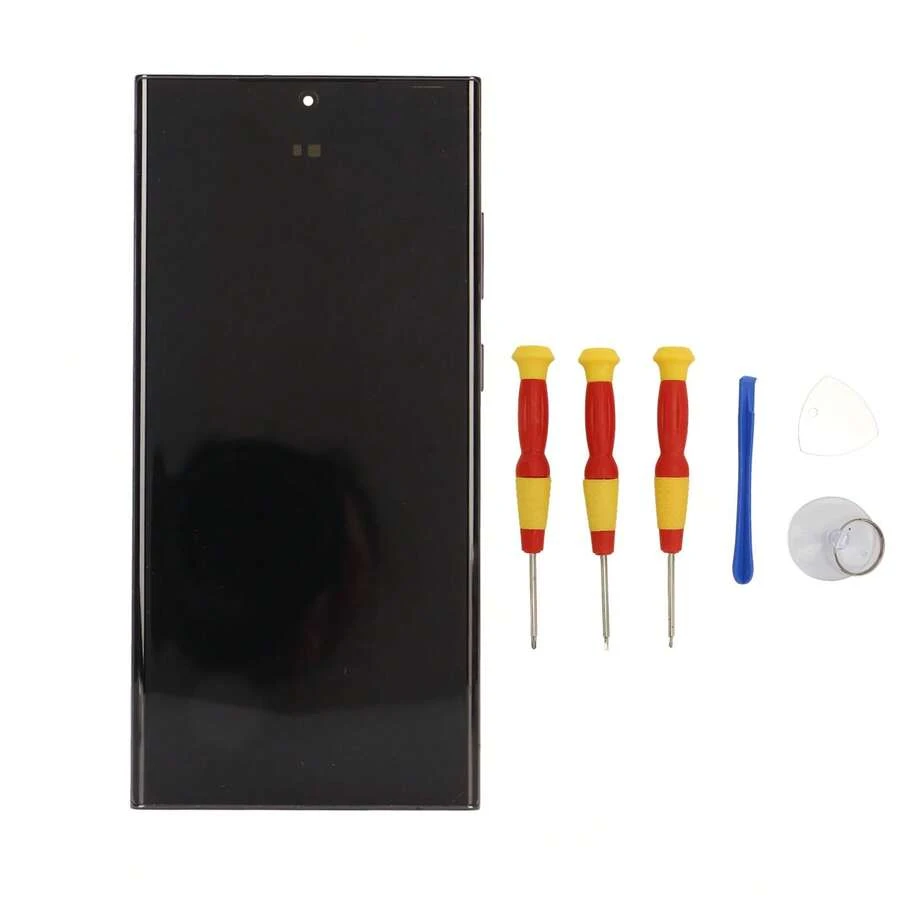 Black Cell Phone Digitizer Touch Screen Display Screen Replacement Assembly with Frame Fingerprint Function for S918U US Version - Samsung - Ver 1