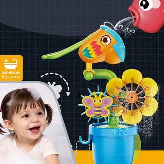 1 set de jucării de baie pentru bebeluși, jucării pentru cadă și piscină pentru copii mici, jucării interactive cu pulverizator de apă cu modele drăguțe de animale (melc/pasăre/pește, culori asortate aleatoriu), cadou ideal pentru copii, potrivit pentru Crăciun, Halloween, ziua de naștere, vară