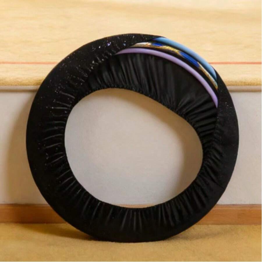 1pc 70-90cm Gymnastics Hoop Protective Cover, Fits 5 Hoops, Thick 3D Protection, Glitter Black, Velvet Material, Portable Design, Gymnastics Training Equipment