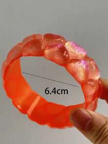 Brazalete de corazón de acrílico brillante y minimalista de 7 colores, adecuado para fiestas, conciertos, citas y uso diario - Multicolor - Ver 13