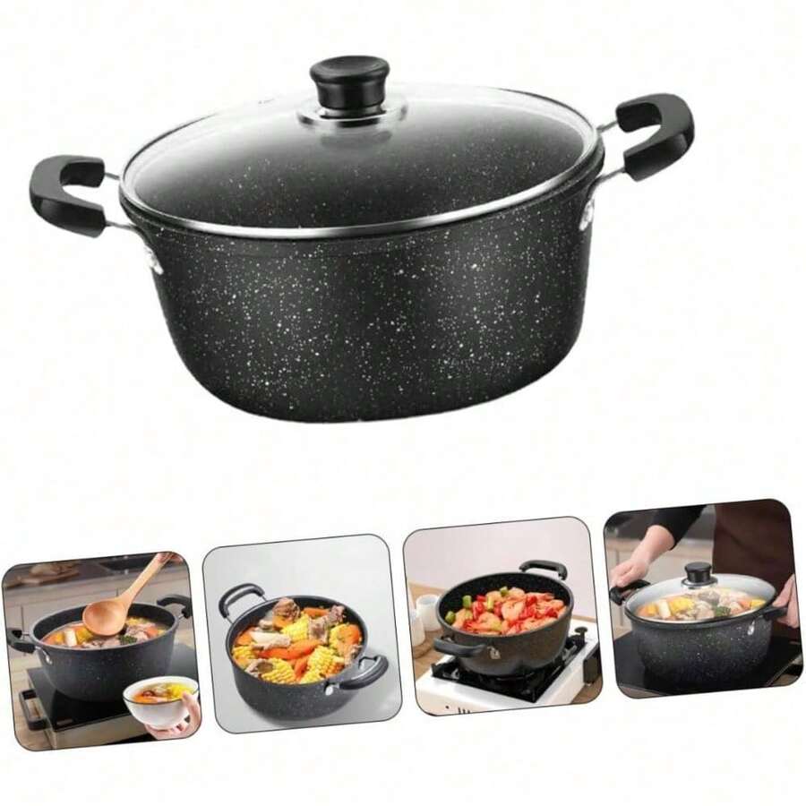 26CM Non-Stick Soup Pot Maifanite Soup Pot Handle Small Saucepan For Cooking Pan - Black - View 1