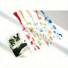 3/6个花朵亚克力书签，透明彩色流苏书签，可爱花卉书签，适合女性、教师、学生、爱书人士，4种款式，书虫文学礼物，阅读书籍配件，返校季礼物 - 彩色 - 查看 6