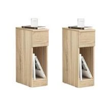 SoBuy Bedside Table With Drawer For Box Spring Bed, Sofa Table, Side Table, Narrow Telephone Table, Bedside Cabinet, Bedside Table, W X H X D Approx.: 20 X 60 X 35 Cm FBT111x2