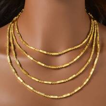 1pc Retro Texture 14k Copper Plated Gold Square Cuban Statue Necklace Hip Hop Style Men Daily Wear