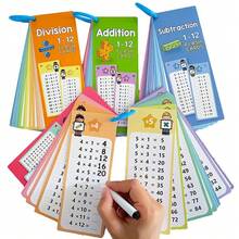 15 piezas Tarjetas didácticas de matemáticas del 1 al 12, herramienta de autoaprendizaje de matemáticas, manipulativos Montessori de matemáticas, conjunto de suma, resta, multiplicación y división - Multicolor - Ver 2