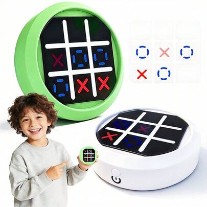 4-In-1 Handheld Tic Tac Toe Game - Electronic Puzzle Console With Memory & Mole Games, Portable Travel Board Game For Kids & Adults