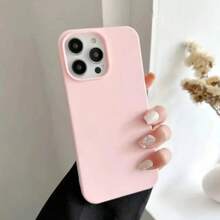 1pc Matte Deep Pink Simple Large Hole Lens Protection Anti-Drop Phone Case, Personalized Compatible With IPhone 16 Pro Max, 17/16/15/14 Plus, 13/12/11 - Pink - View 1