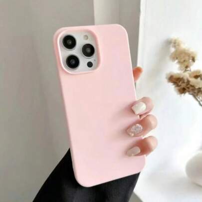 1pc Matte Deep Pink Simple Large Hole Lens Protection Anti-Drop Phone Case, Personalized Compatible With IPhone 16 Pro Max, 17/16/15/14 Plus, 13/12/11