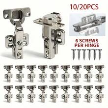 10/20pcs Soft-Close Cabinet Hinges, Full Overlay Cabinet Door Hinges, Wardrobe Door Hinges, Cabinet Hardware Accessories, With Installation Screws, Standard Cabinet Door Hinges - Silver - View 2