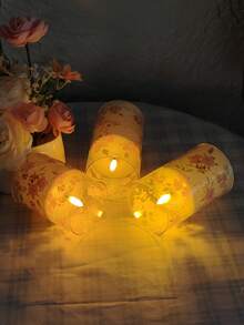 三件套：无焰粉色蜡烛，带遥控定时器；闪烁玻璃蜡烛；爱情主题装饰；LED柱形蜡烛；玫瑰花桌面装饰，适用于家居装饰、婚礼、母亲节、情人节、餐桌摆饰 - 粉色 - 查看 6