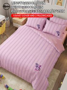 MY LITTLE PONY 2/3件套小马宝莉床上用品套装，可爱卡通图案，透气亲肤，柔软抗起球，家用纺织品，房间装饰，包含1个被套和1/2个枕套，不含被芯，适用于单人床/双人床/大号床/特大号床，四季皆宜，多种尺寸可选，可机洗，优雅礼品，粉色 - 彩色 - 查看 19