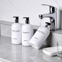 3个浴室液体皂液器，可重复灌装洗发水、护发素、沐浴露瓶，500毫升可重复使用容器 - 彩色 - 查看 1