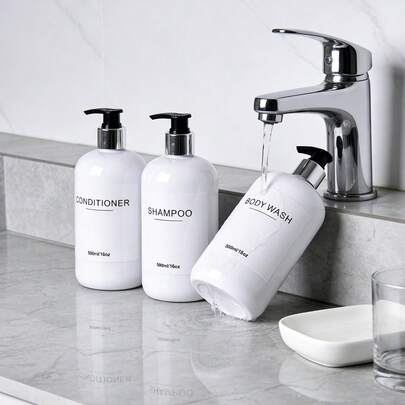 3 pezzi Dispenser di sapone liquido per il bagno, bottiglie ricaricabili per shampoo, balsamo e bagnoschiuma, contenitori riutilizzabili da 500ml