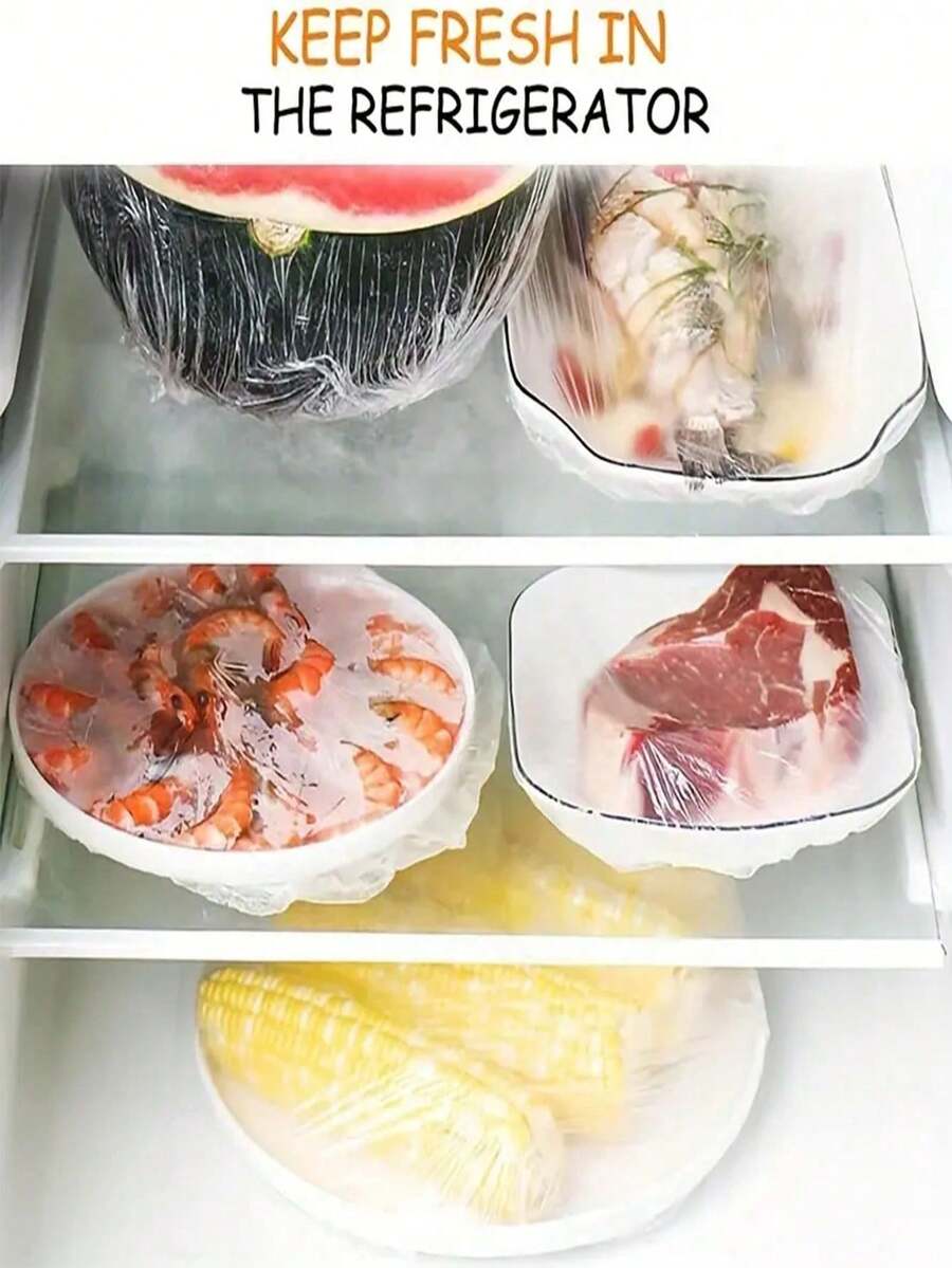 100片家用食品保鲜膜，加厚剩菜盖，水果保鲜膜，厨房冰箱食品保鲜膜