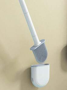 1/2pcs Toilet Brush Set, Silicone Handle Wall-Mounted Cleaning Kit For Bathroom - Multicolor - View 3