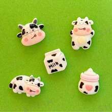 5pcs/10pcs Cute Cartoon Cow Fridge Magnets, Oval Plastic Refrigerator Stickers And Whiteboard Decals, Suitable For Home And Office Decoration, Creative Educational Supplies, Magnetic Decorations - Multicolor - View 3