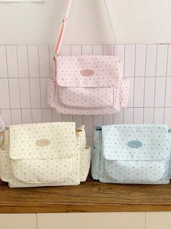 1 pieza Bolso bandolera de mujer con estampado de estrella, organizador de múltiples bolsillos, correa de hombro ajustable, bolso de hombro casual para ir al trabajo y ocio