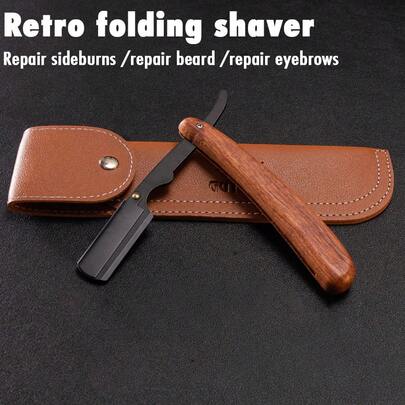 Foldable Shaving Razor Holder, Multi-Function Grooming Knife For Sideburns/Beard/Eyebrow Trimming, Portable Travel Carrying Case, Men's Personal Care Set/Portable Knife Case Set, Christmas Gift For Men (Blades Not Included)