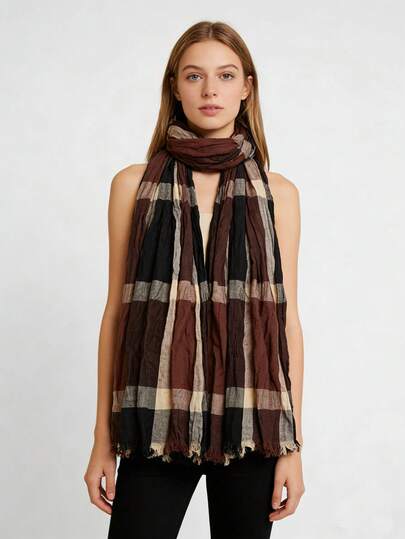 1 件条纹围巾/头巾，适合日常佩戴