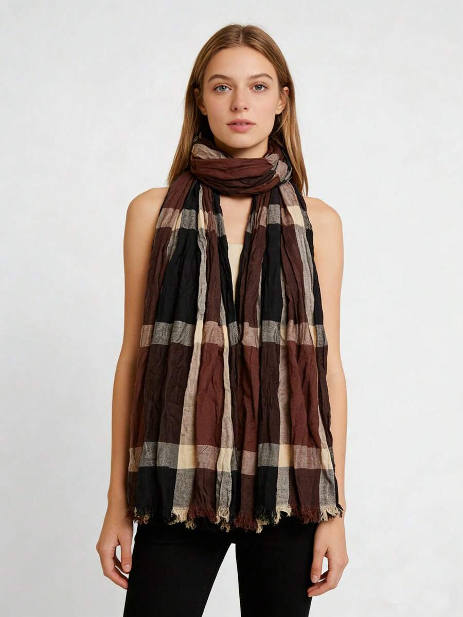 1 件条纹围巾/头巾，适合日常佩戴 - 彩色 - 查看 1