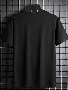 100% Cotton Black Paris Eiffel Tower & Moulin Rouge Showgirls Retro Travel Graphic Short Sleeve Men's T-Shirt - Black - View 3