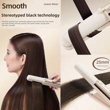 二合一无线迷你直发器/卷发器，7档温度设置，液晶数字显示屏（摄氏度/华氏度），双开关设计带安全锁，防尘盖，5000mAh可充电电池，便携式 - 彩色 - 查看 7