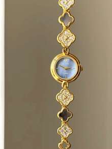 Women's Viral Vintage Style High-End Quartz Watch - Retro Multi-Style Metal Chain Leather Strap Ladies Watch (Multi-Color Options) - 鍊金藍 - 查看 1
